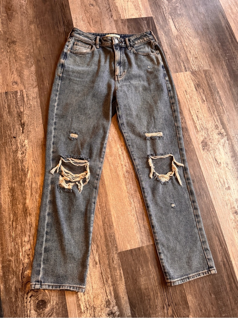 PacSun Women's Boyfriend Jeans - Washed Black/Grey Distress